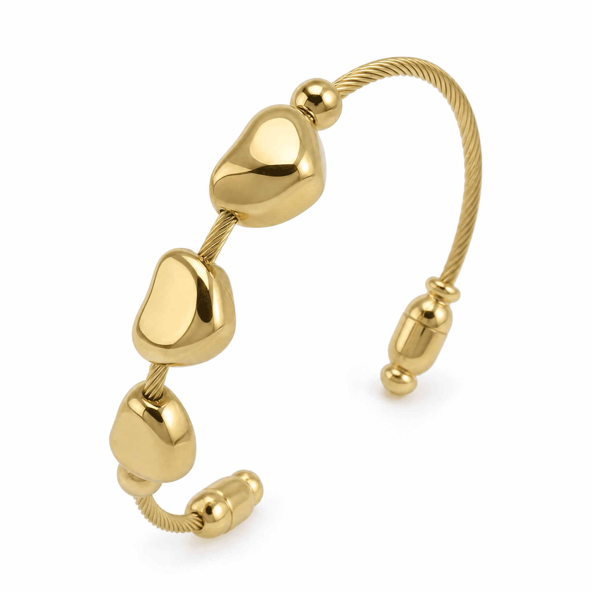 Trio Heart Gold Bangle