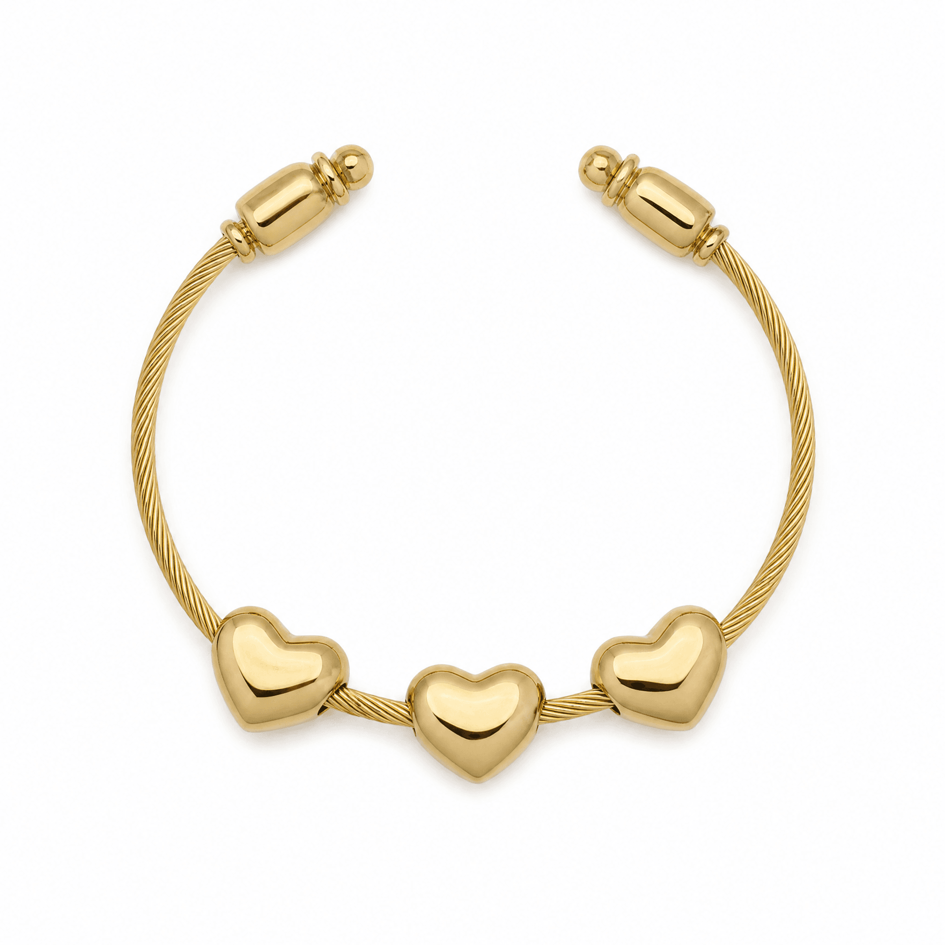 Trio Heart Gold Bangle